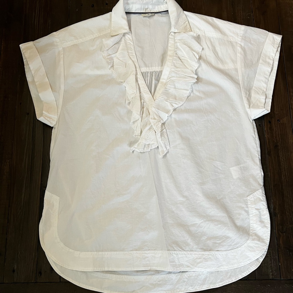 Anthropology Pilcro white ruffle detail blouse